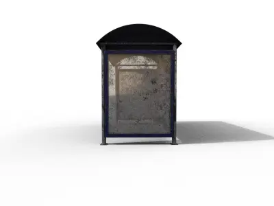 Old modern bus stop Terror Low-poly 3D model purchase