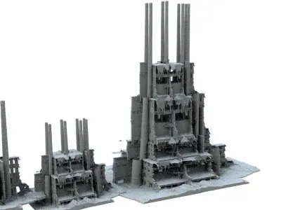 Factory ruins collection 3D model 3D model