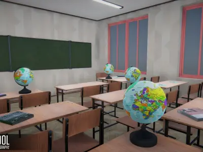 School - classroom of geography Low-poly 3D model