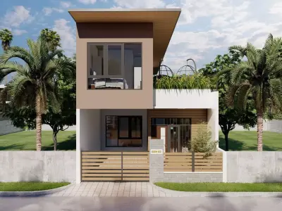 Minimalist House Design 6x12 Meters 2 Floors Plus Swimming Pool 3D print model