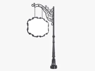 Forged column with hanging board 06 3D model