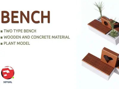 BENCH-2 PEIECES Low-poly 3D model