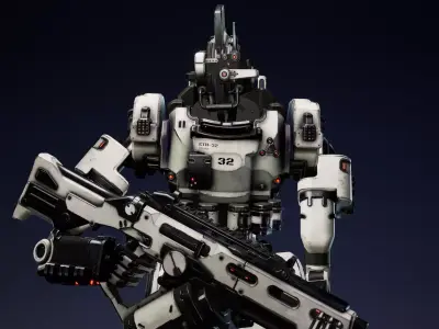 Etasphera32 lego robot holding gun Low-poly 3D model