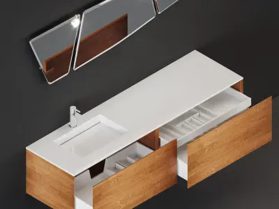 Arblu Lineo Vanity unit with doors 3D model