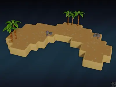 Low Poly Cartoon Islands Pack Low-poly 3D model