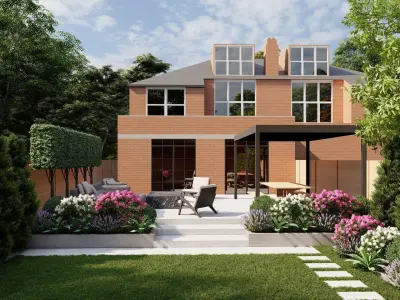 3D Exterior Scene 3D model design garden and landscape 3D model