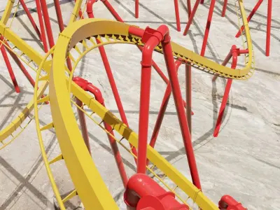 Rollercoaster Low-poly 3D model