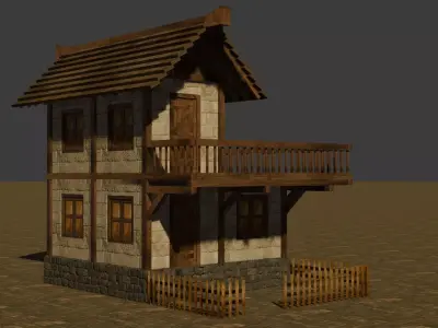 Medieval house seven 1 Low-poly 3D model
