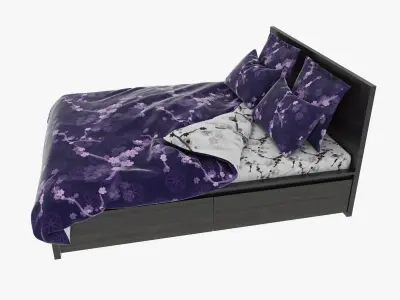 Bed 3d with bedding 3D model