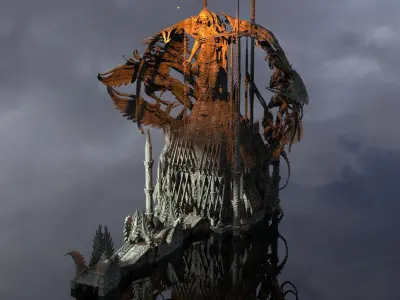 Desert ancient crusades Justice halls centre  3D model