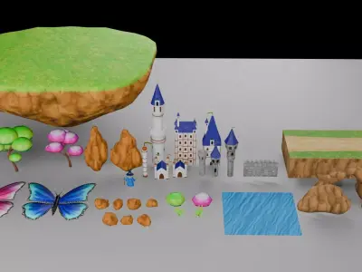 Fantasy Stylized Environment 3D Assets Pack For Unity Unreal Low-poly 3D model