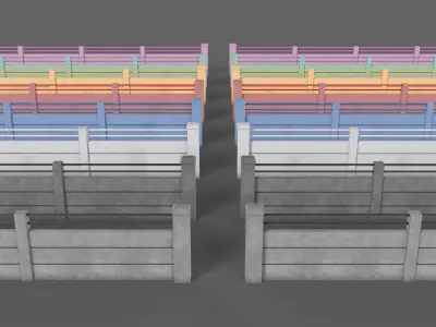 PBR Concrete Wall 4 Low-poly 3D model