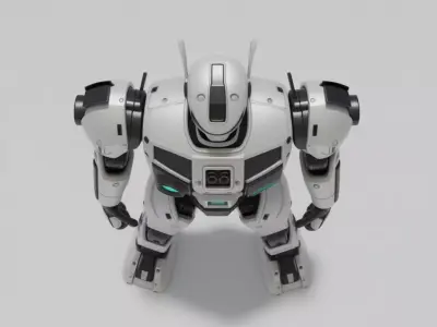 Sentinel Bot Futuristic Humanoid Robot Glowing Blue Accents Low-poly 3D model