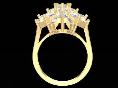 Elegant Cluster Baguette Diamond Ring for Women 2420 3D print model