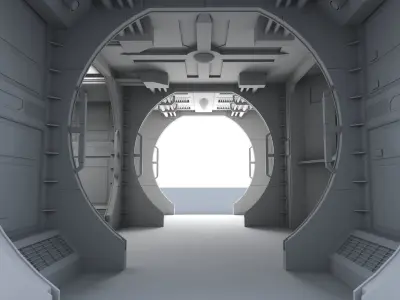 Sci-fi Corridor- 01- Interior - Exterior- High detail 3d models Low-poly 3D model