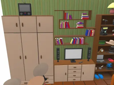 Isometric cartoon living room 02 3D model