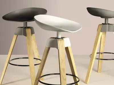 Plumage two modern bar stools 3D model