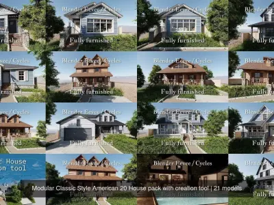 Modular Classic Style American 20 House pack with creation tool