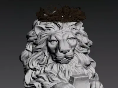 Plaster lion sculpture 3D model
