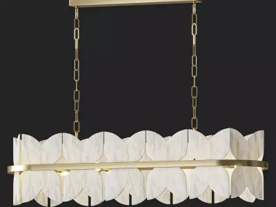 Alabaster Petal Tier Chandelier Rectangle 3D model