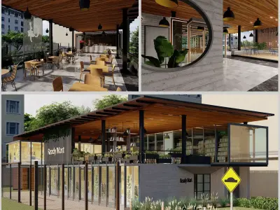 Ready Mart Cafe A Natural Blend of Comfort and Creativity Low-poly 3D model