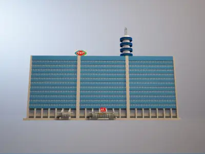 TRT Turkish Radio and Television Blue Building ANKARA Low-poly 3D model