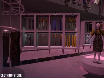 Virtual Clothing Store - Metaverse Low-poly 3D model