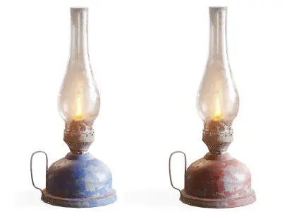 9 colors painted vintage kerosene oil lamp da1 Low-poly 3D model