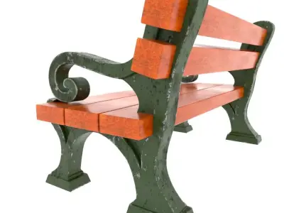Cartoonish Street bench Low-poly 3D model