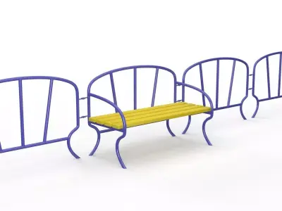 Fence with Bench for Playground 3D model