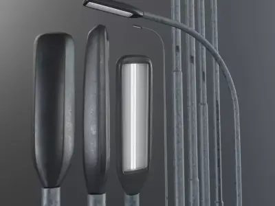Street Light 3 Galvanized F1 M2 K0 10000 mm  Low-poly 3D model