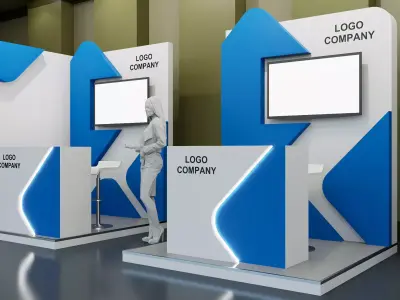Corporate Exhibition Booth 2x2  Stand Display with TV Screen  3D model