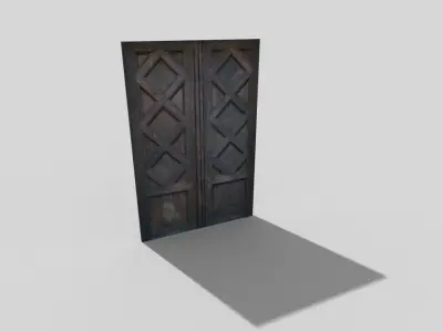 low poly door wooden Low-poly 3D model get