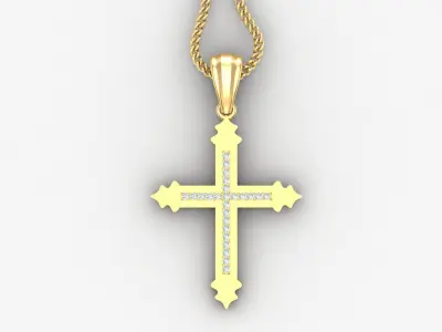 High Cross Pendant Light Gold 18K 4CP079 3D print model