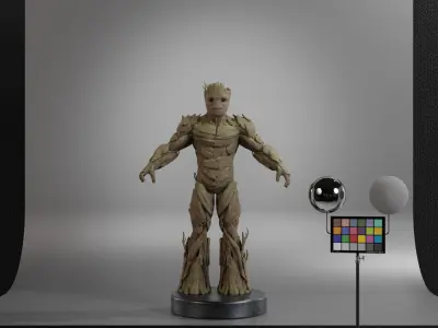 Swole Groot Low-poly 3D model
