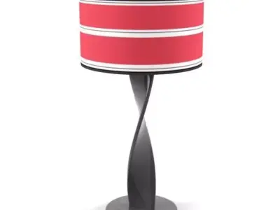 Red And White Striped Lamp With Twisting Base 3D model