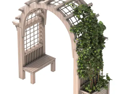 Wooden Garden Arbor 04 3D model