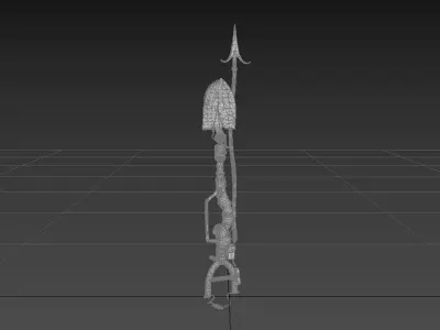 Cyber DIY shovel weapon Low-poly 3D model