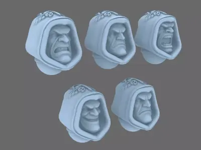 Arthurian Knights V10 Hooded Faithful Heads 3D print model