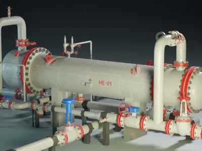 Industrial Heat Exchanger PBR Game Ready Low-poly 3D model