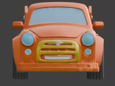 Orange Toy Sports Car 3D Model Low-poly 3D model