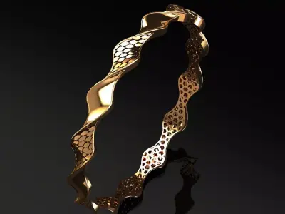 1296 Golden Tides Bangle 60MM-8gm 3D print model