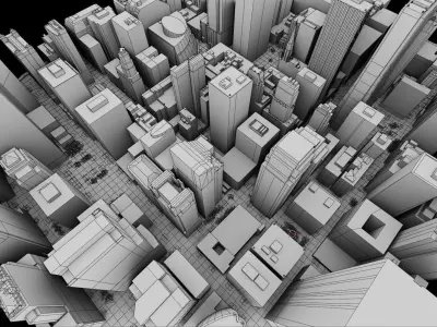 Low Poly Night Chicago Cityscape Low-poly 3D model