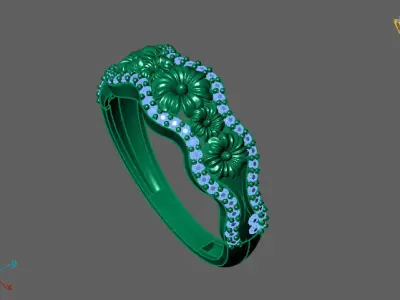 Women Ring Fancy Rings With Stone STL 3DM Render Printable 3D print model purchase