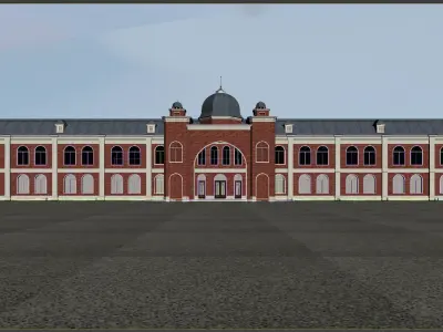 brick building  Low-poly 3D model