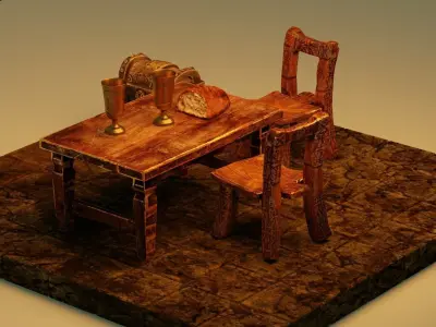 Medieval  - Fantasy Tavern Props - UPDATED Low-poly 3D model