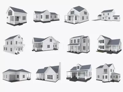 House Collection 12 House Low poly 3D model