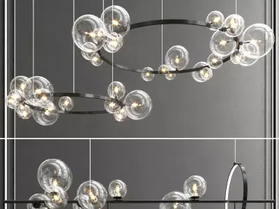Iona collection chandelier with bubbles hanging from it 3D model