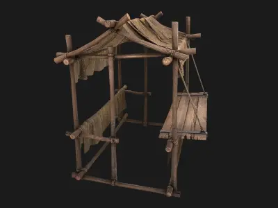 Street Stalls Brown Low-poly 3D model