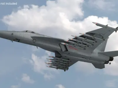  FA-18E Super Hornet with Weapons Rigged for Maya 